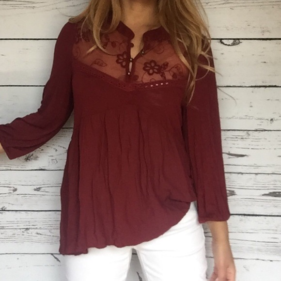 Living a Doll Tops - 3 fo $25 Living a doll sheer 3/4 boho style